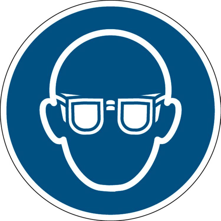 Používej ochranné brýle - značka