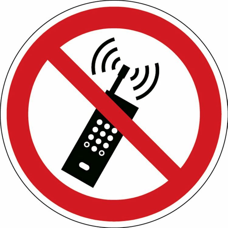 Zákaz používání mobilních telefonů - značka